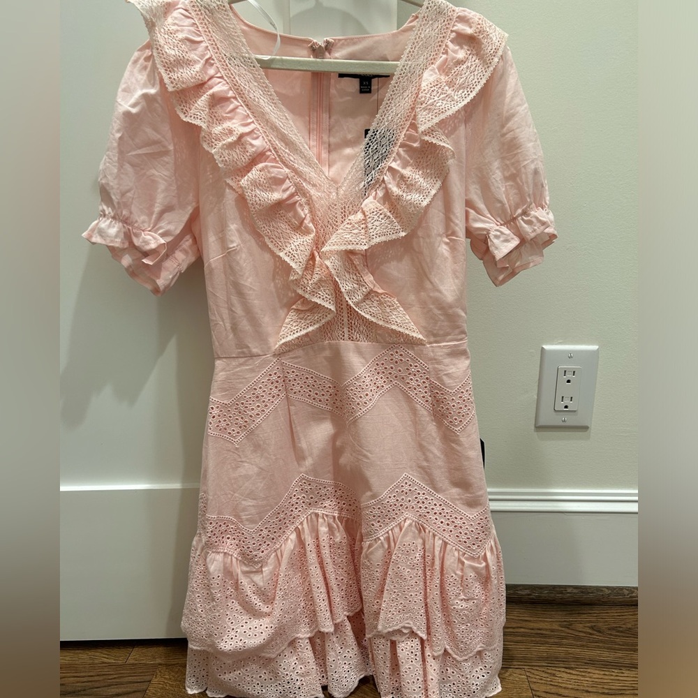 Lulus - pink ruffle mini dress